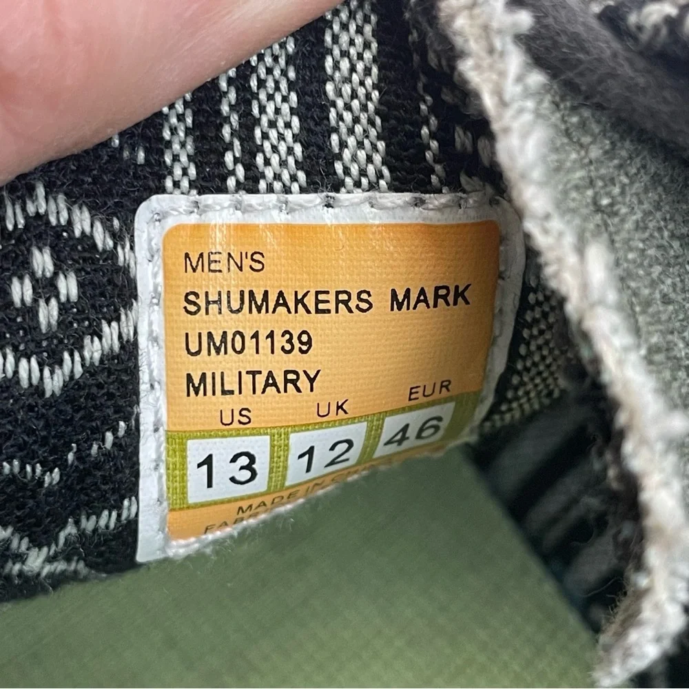 CUSHE men’s size 13 Shumakers Mark Leather Sneakers Military green